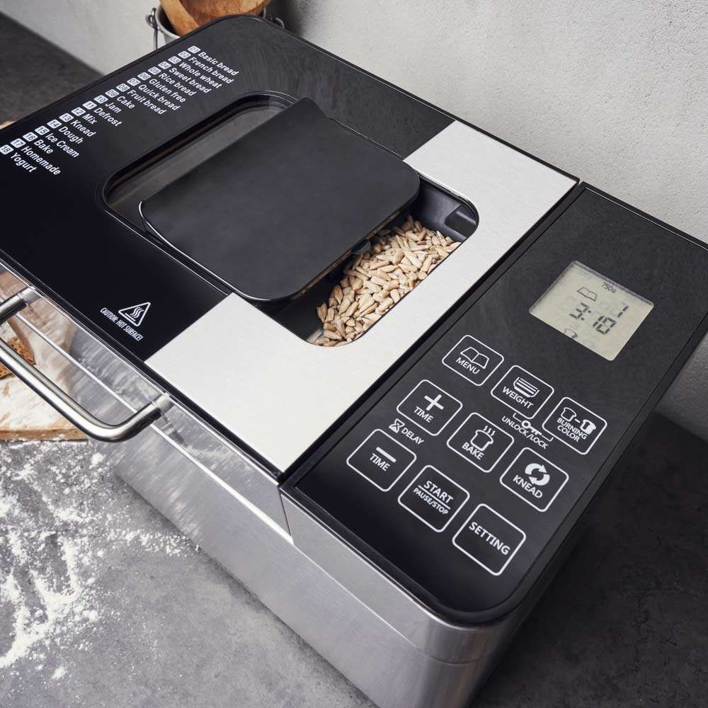 GASTROBACK Design Automatic Bread Maker Advanced, 18 programs for bread, dough, jam and yoghurt, Automatic ingredients box, 500 g, 750 g and 1000 g loafs of bread 42823