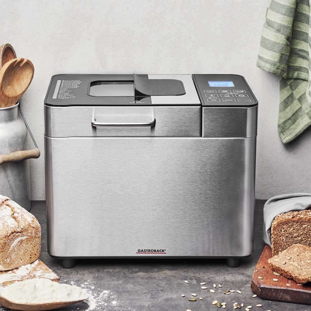 GASTROBACK Design Automatic Bread Maker Advanced, 18 programs for bread, dough, jam and yoghurt, Automatic ingredients box, 500 g, 750 g and 1000 g loafs of bread 42823