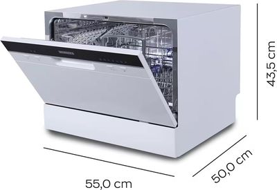 Heinrich´s Portable Mini Dishwasher, Dishwasher, Table Dishwasher with 6.5 L Consumption, Only with Water Connection, Small + Freestanding for Office, Camping/Motorhome, 7 Programmes, 1380 W