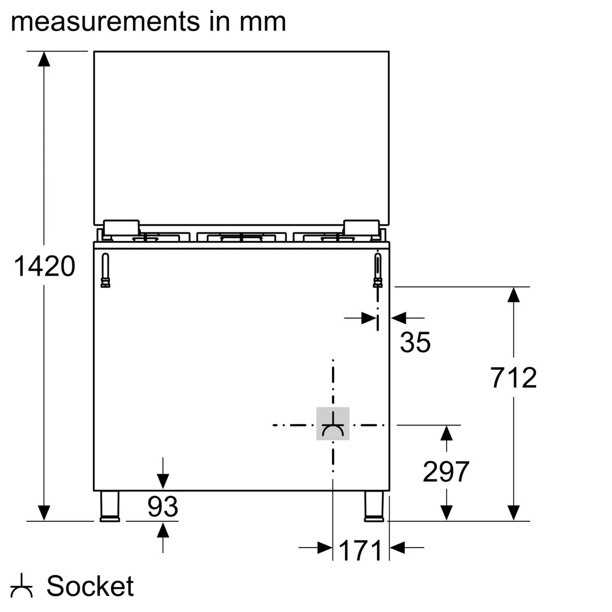Series 6 Gas range cooker Stainless steel  HGX3G8W50S