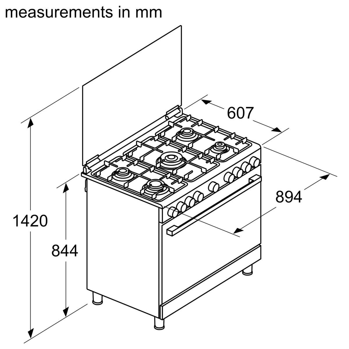 Series 6 Gas range cooker Stainless steel  HGX3G8W50S