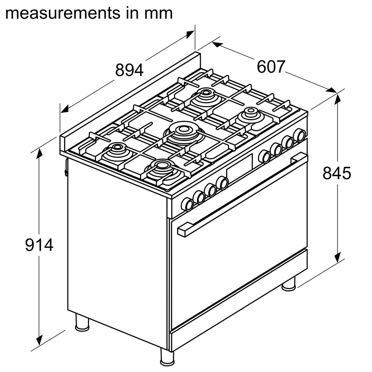 BOSCH Series 8 Gas range cooker Stainless steel  HIZ5G7W51S