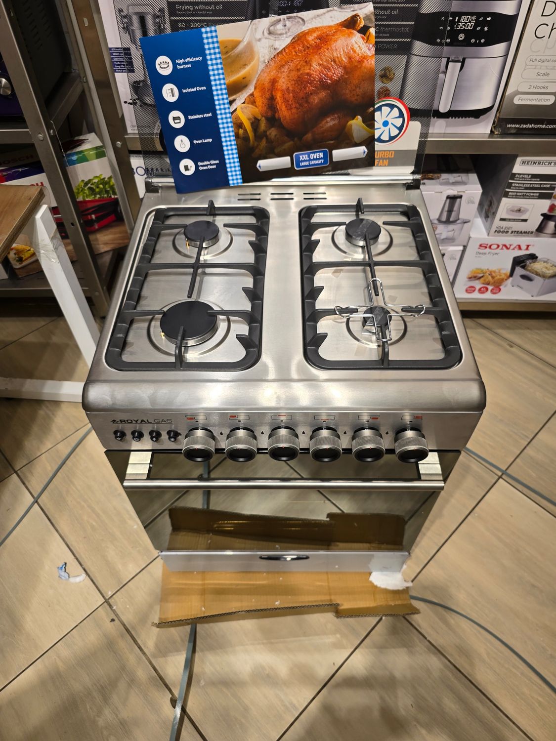 بوتاجاز رويال جاز كريستال كاست ٦٠ سم أمان كامل بالمروحه أوكر بكاليت أستنلس مط مكونات إيطالي