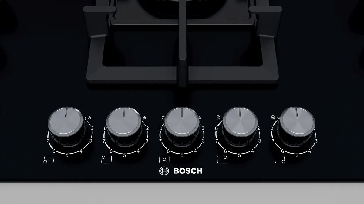 Bosch 5 Gas Burners Built-In Hob Black,  -PPQ9B6O90M