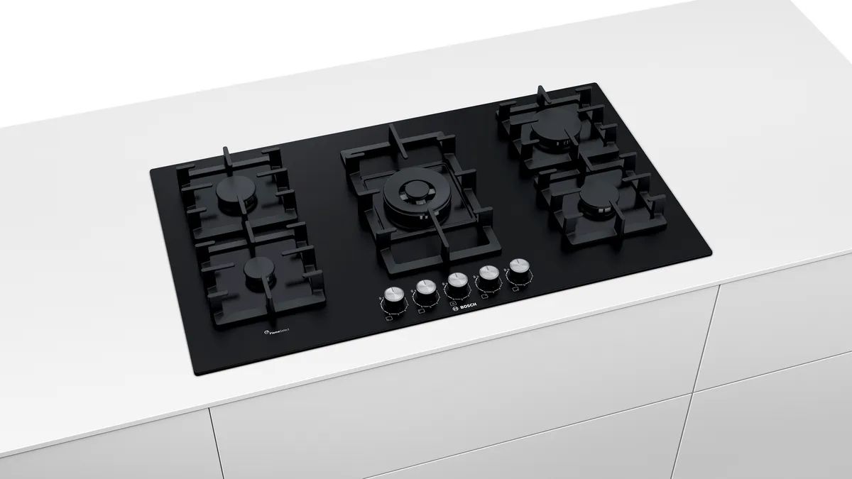 Bosch 5 Gas Burners Built-In Hob Black,  -PPQ9B6O90M