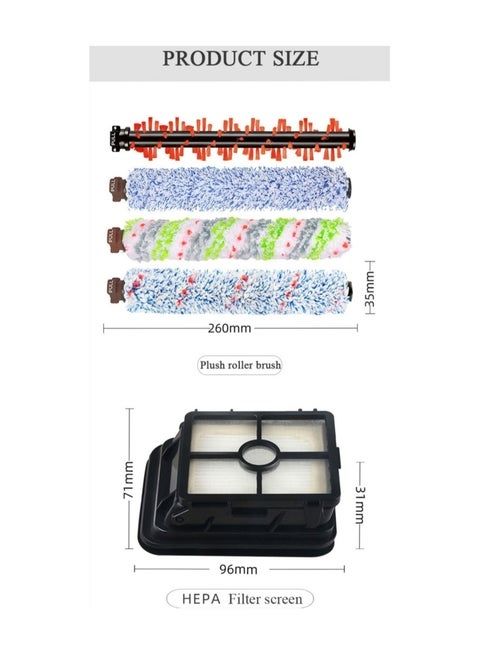 4 عبوات فرشاة متعددة الأسطح ، قطعتان من قطع غيار فلاتر الفراغ ، مناسبة لأجزاء المكنسة الكهربائية بيسيل 1866/2305/1926/1785 ملحقات مرشح فرشاة الأرضية