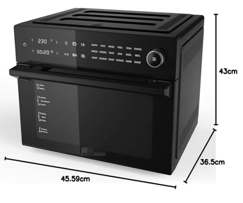 اير فراير وفرن وشوايه وستيمر توب تك الألمانى ٣٠ لتر متعدد الوظائف برامج متنوعه للطهي والتسويه بالبخار استنلس ستيل من الداخل ١٨٠٠ وات