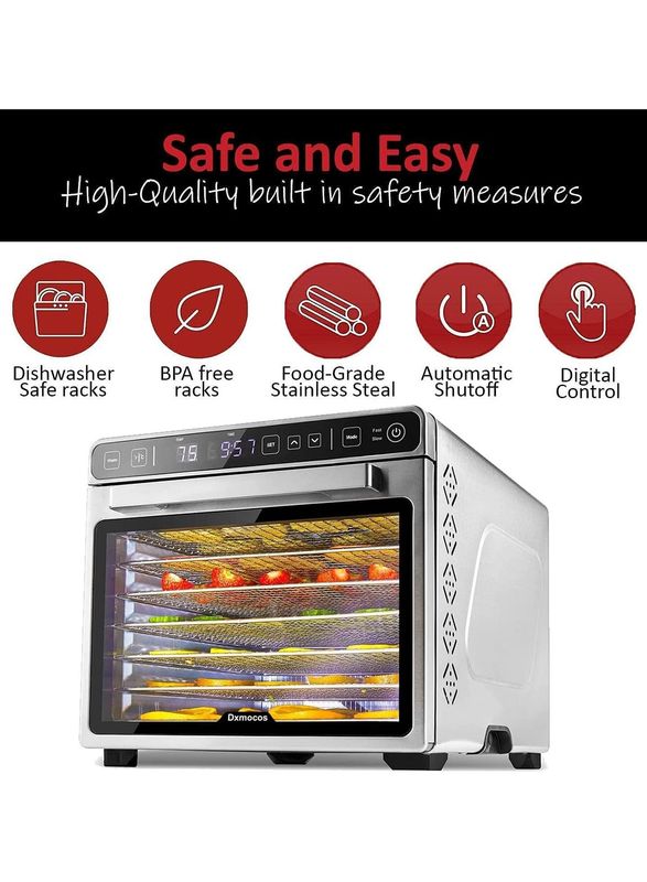 Dxmocos 7 Layer Food Dehydrator Machine, Digital Adjustable Timer and Temperature Control, Dryer for Herb, Meat, Beef, Fruit and Vegetables, Over Heat Protection, Stainless Steel Trays