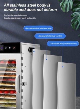 Food Dehydrator, 12 Stainless Steel Trays Dehydrators for Food and Jerky, Herbs, Fruit, Dehydrator Machine with Digital Timer and Temperature Control, Overheat Protection, Recipe Book Included 3.8 (7)