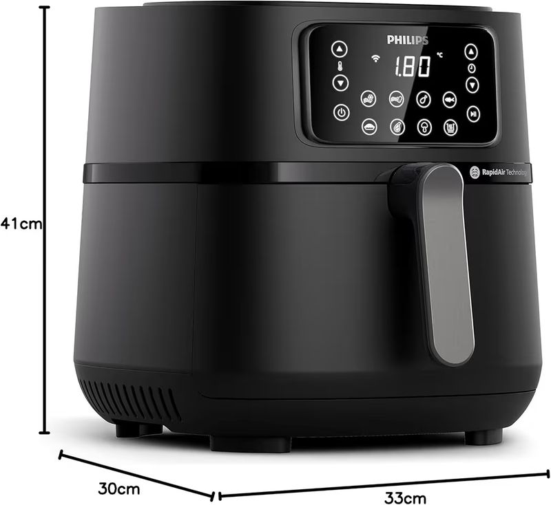 مقلاة هوائية من فيليبس موديل HD9285 بسعة 7.2 لتر، لون أسود، مع تحكم في درجة الحرارة، بقوة 2000 واط