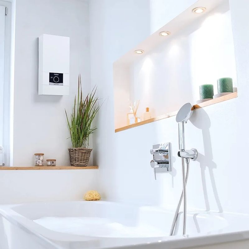 Vaillant Electronic Instantaneous Water Heater, VED E 18/8, Pressure-Resistant, 18 kW, 400 V, Degree Accurate Outlet Temperature, Infinitely Adjustable, Digital Display,