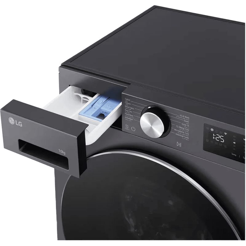 غسالة ملابس أل جى ١٠ كيلو غسالة ملابس ال جي تحميل أمامي سمارت 10 كجم، رمادي - F4X5RYG24
