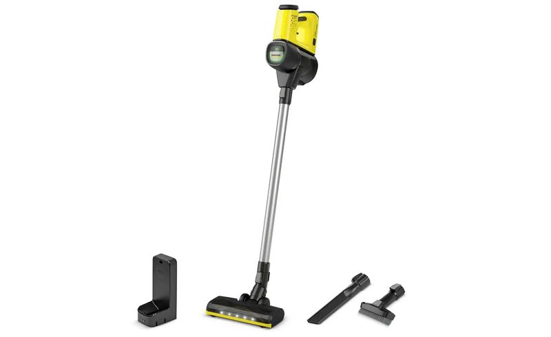 كارشر مكنسة كهربائية تعمل بالبطارية لاسلكية وماكينة تنظيف الزجاج و المرايات تعمل بالبطارية، أصفر/ أسود - VC 4 Cordless my Home