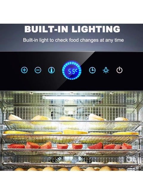 مجفف الطعام، 8 صواني من الفولاذ المقاوم للصدأ لتجفيف الطعام والأطعمة المقدد والأعشاب والفواكه وآلة تجفيف مع مؤقت رقمي وتحكم في درجة الحرارة، يتضمن كتاب الوصفات