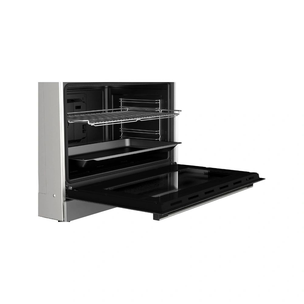 بوتاجاز بوش Serie 6 غاز 90 سم 5 شعلات ستانلس ستيل مع شواية وسيخ دوار HGP3I8W50S