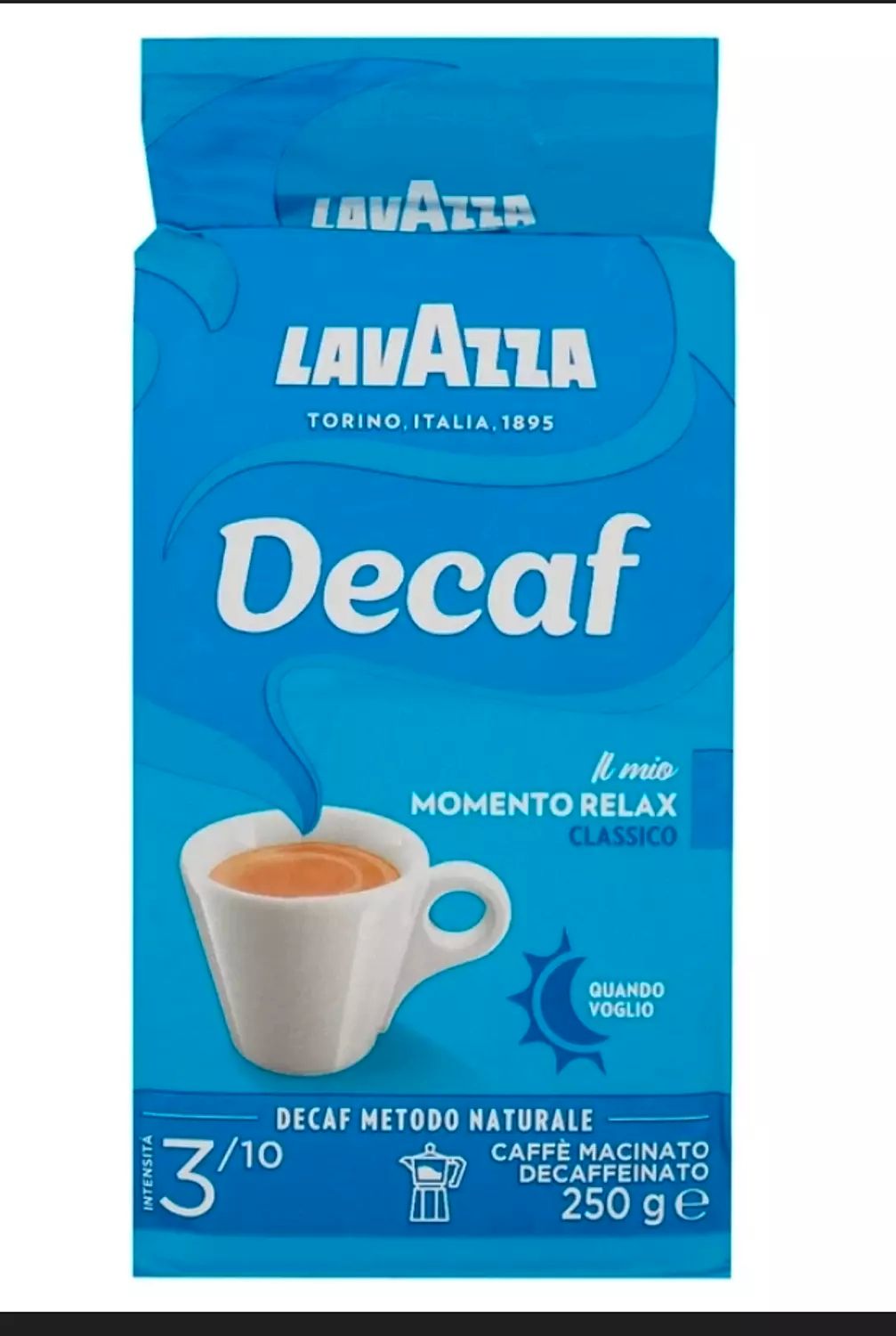 قهوة لافازا ديكاف كلاسيكو المطحونة منزوعة الكافيين – 250 جرام Lavazza Decaf Classico