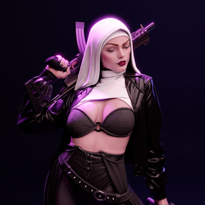 nun with gun - CA3D