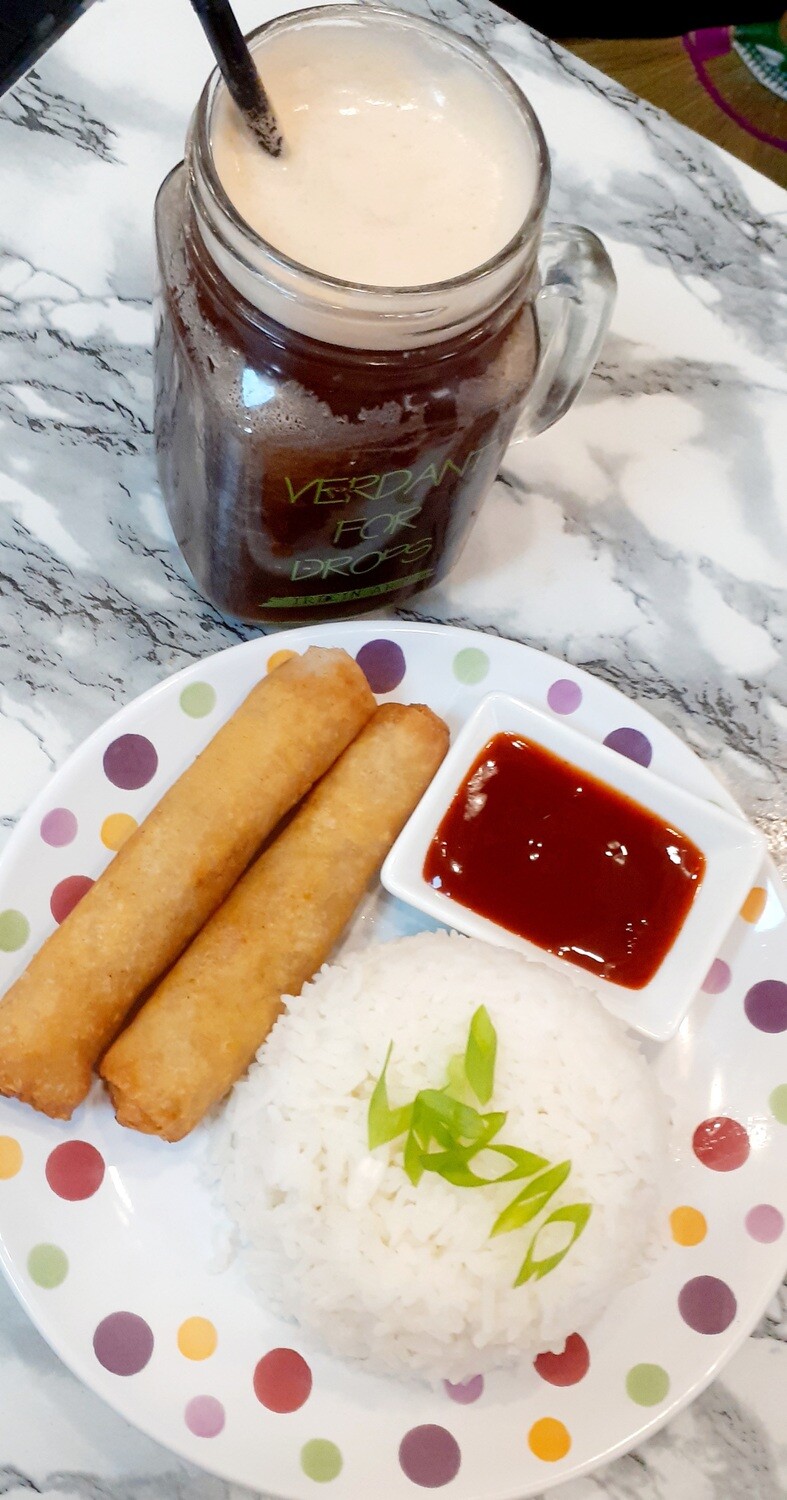Shanghai w/ rice + drink