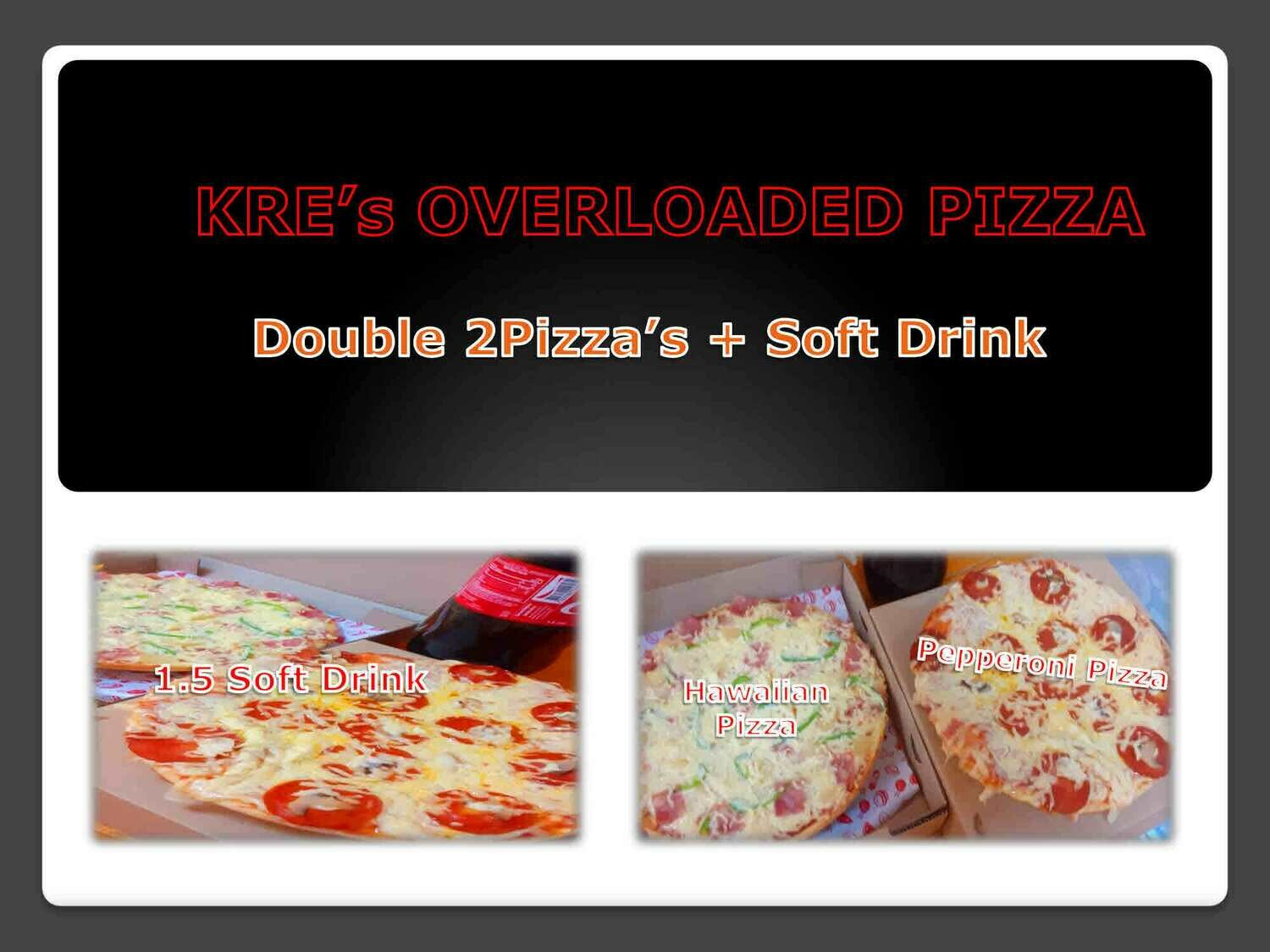 Double 2Pizza&#39;s  Overload + Soft Drink