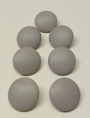 Soft Pale Grey Leather Covered Buttons - Pack of 7