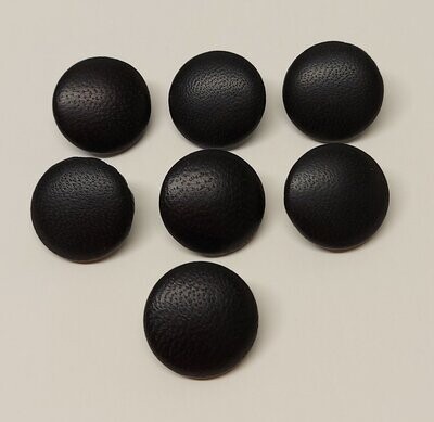 Black leather covered buttons - pack of 7