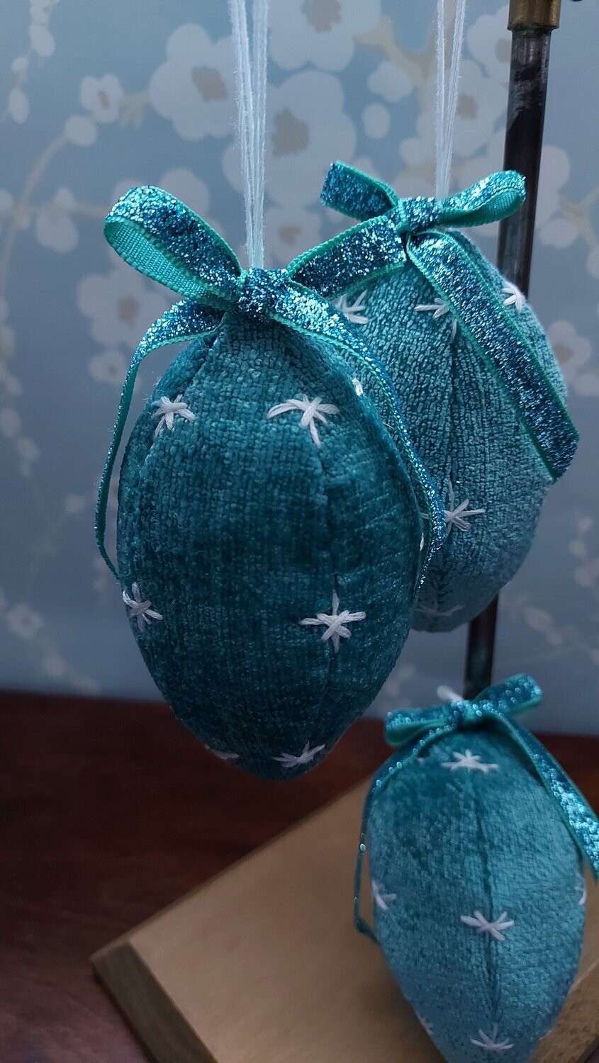 Blue Topaz Christmas fabric baubles