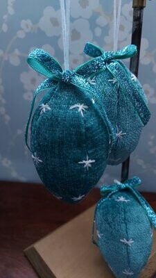 Blue Topaz Christmas fabric baubles