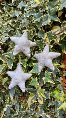 Glistening Star Fabric Christmas Decoration set of 3