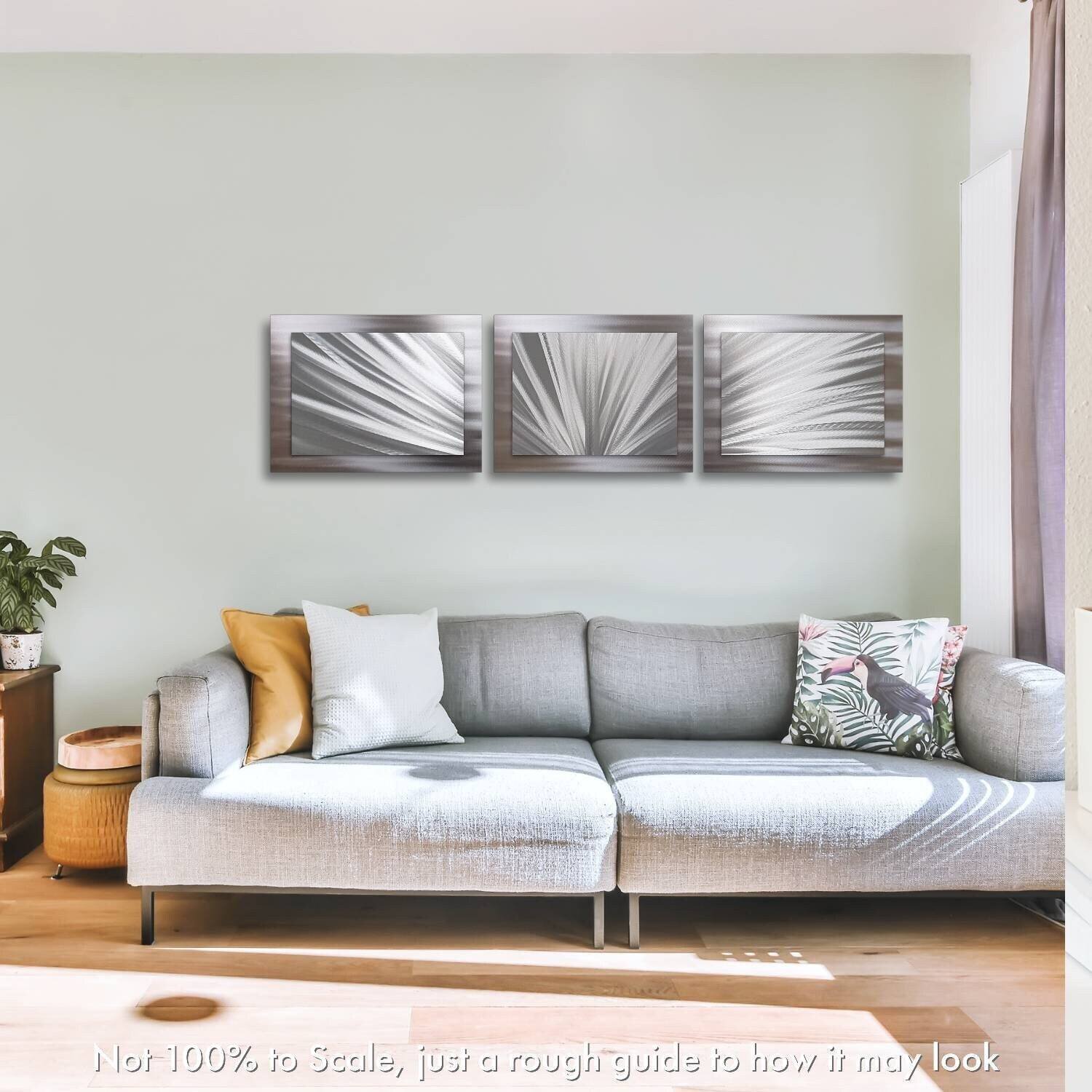 Silver Metal Wall Art, Gallery Set, Modern Art, Metal Decor, 3 Piece, Multi Panel, Large Art, Abstract Sculpture, Metal Accent, Hanging