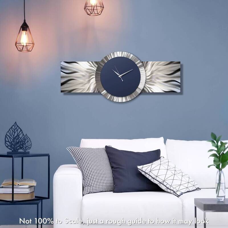 Modern Clock, Metal Wall Art, Silver Clock, Large Clock, Abstract Sculpture, Contemporary Decor, Unique Clock