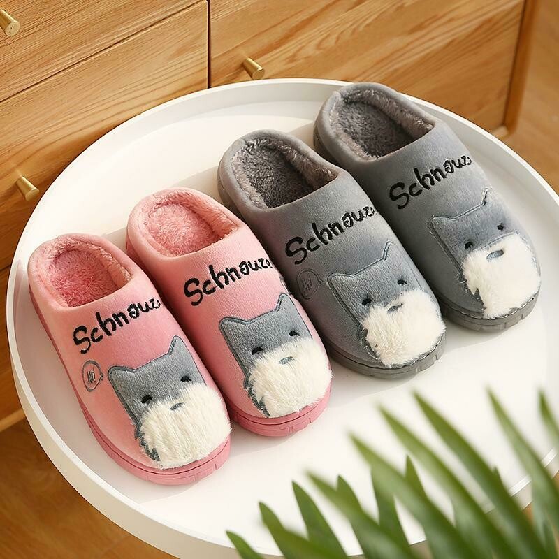Schnauzer Dog Plush Slippers