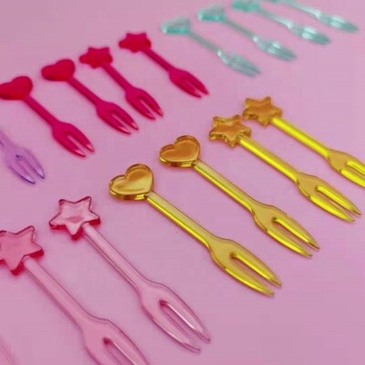 Star &amp; Heart Fruit Forks 20pc