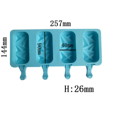 Silicone Ice Cream Moulds - Rectangular with Design