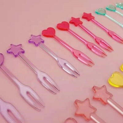 Star &amp; Heart Fruit Forks 20pc