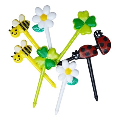 Honey Bee &amp; Flower Picks 8pc