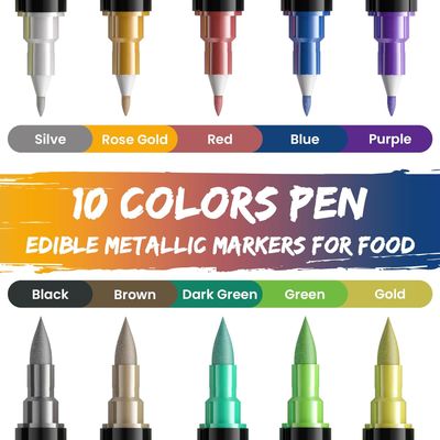 Metallic Edible Decorating Pens - 10pc