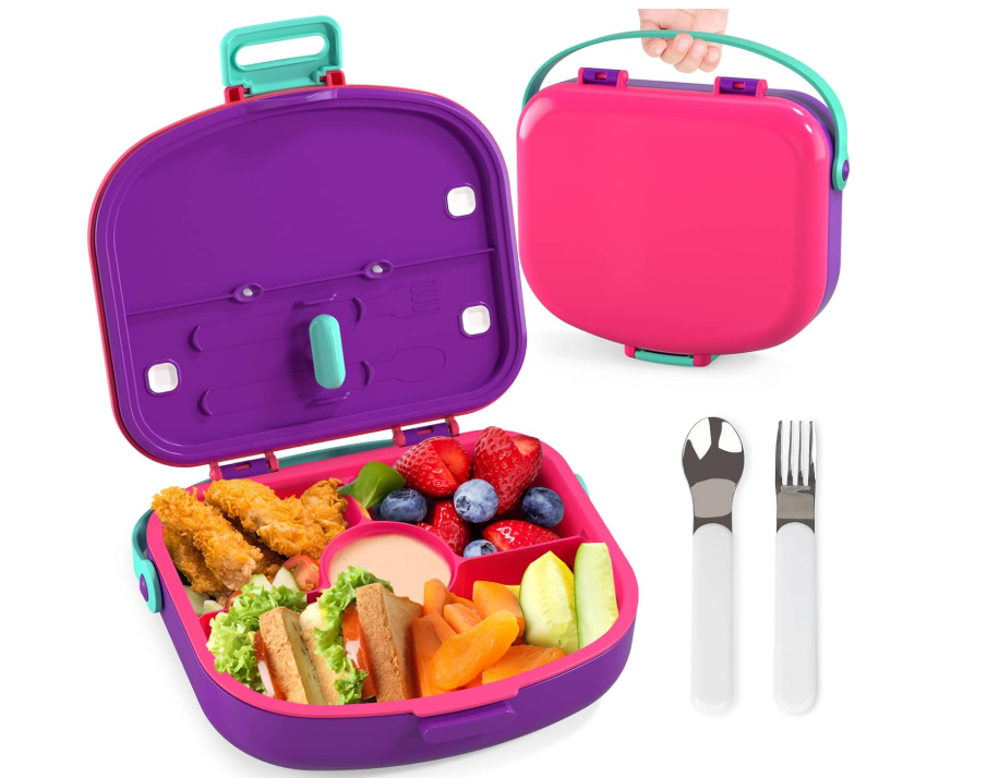 Bento Box - 4 Compartments - Pink &amp; Purple