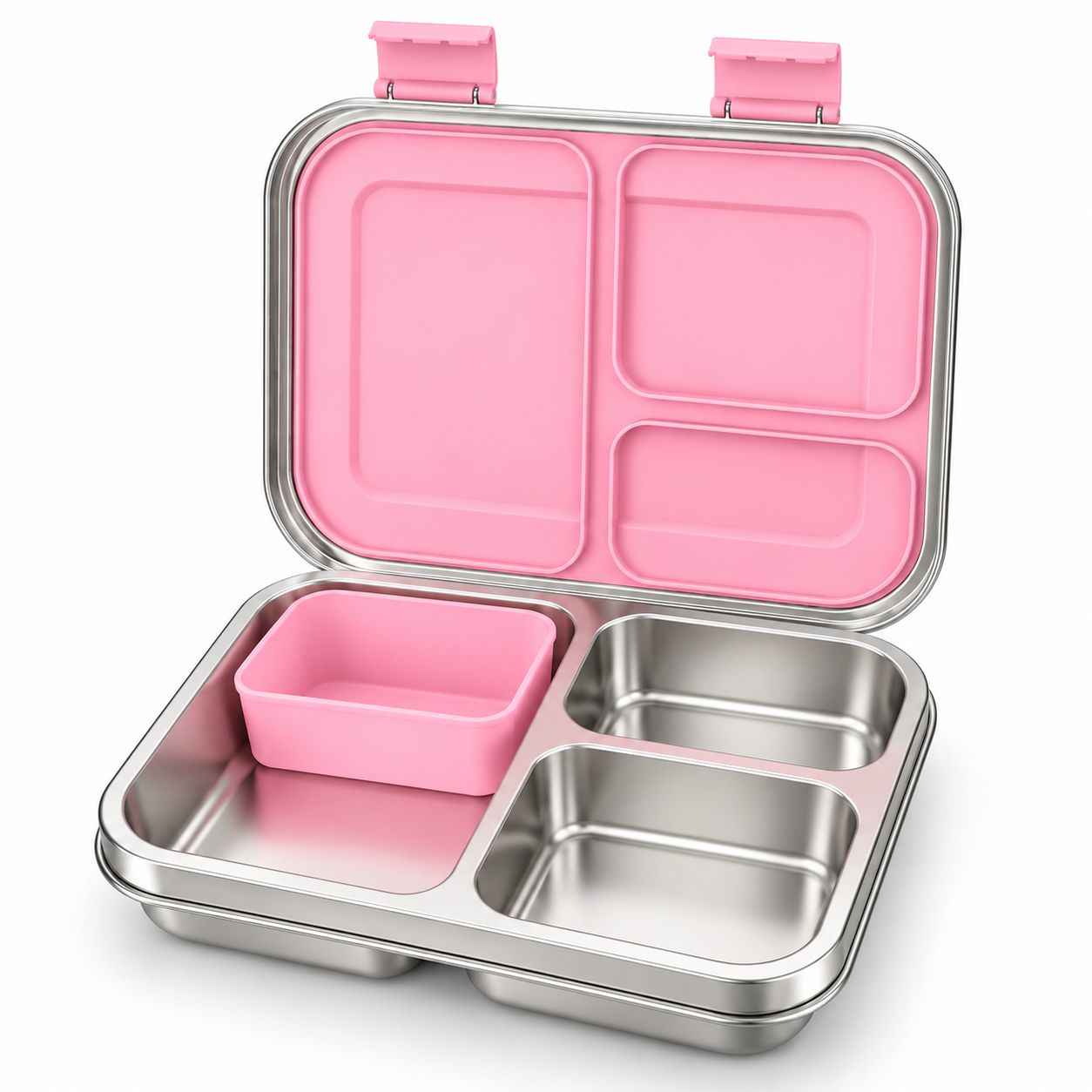 Stainless Steel Bento Lunch Box | 3 Compartments - Pastel Pink