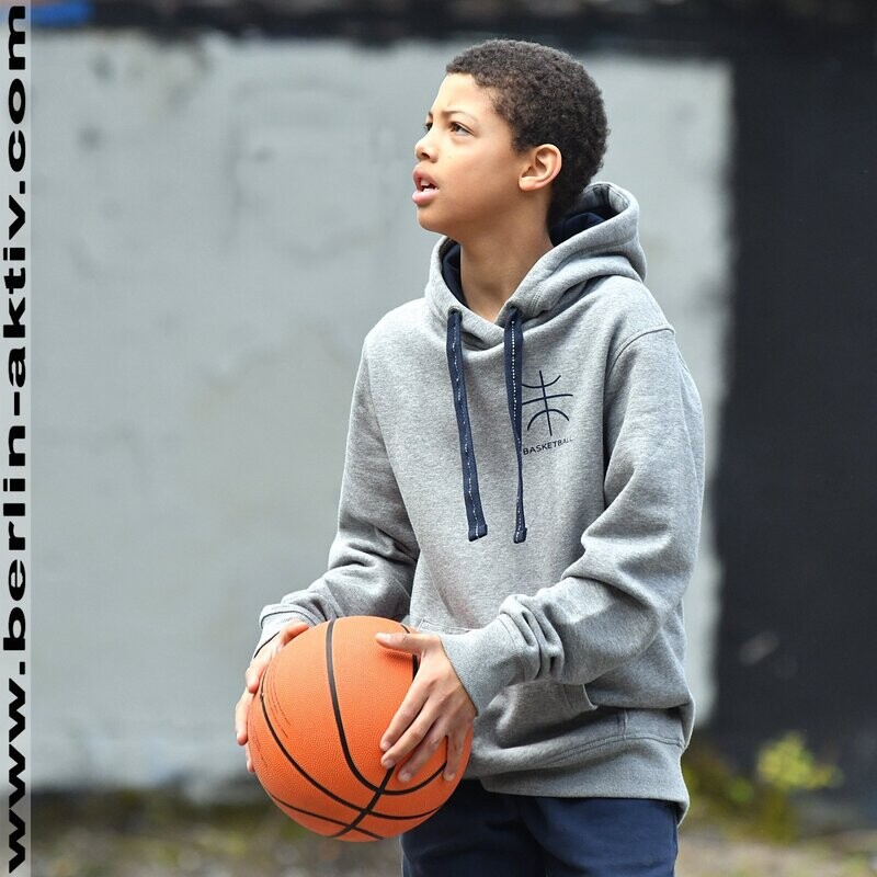 Kapuzenpulli, Hoody, grau-meliert - Basketball