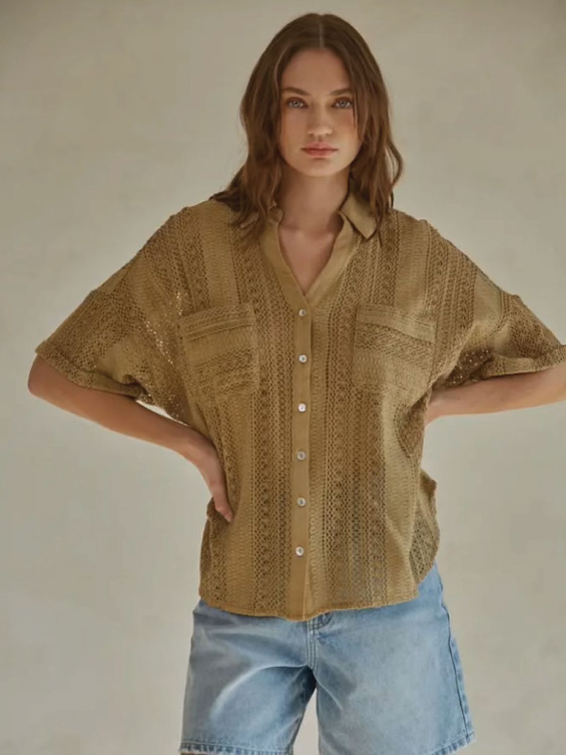 Sasha Crochet Button Down Top