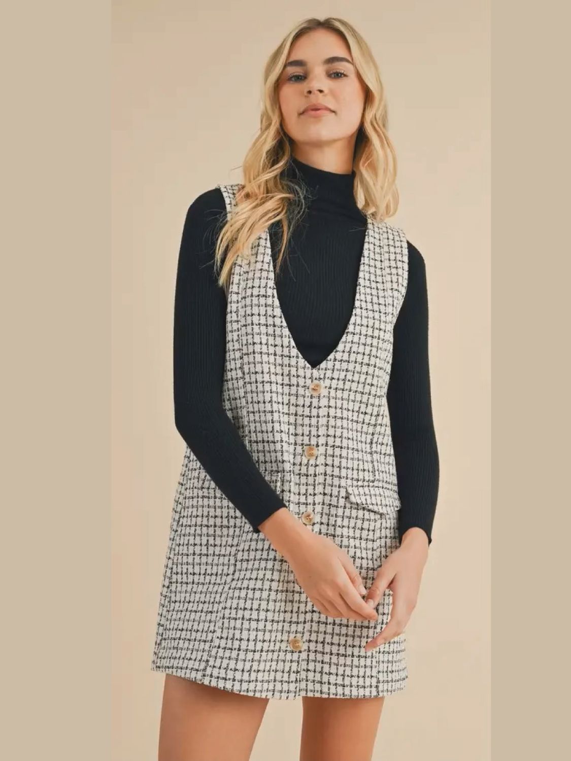 Kelly Tweed Button-up Mini Dress