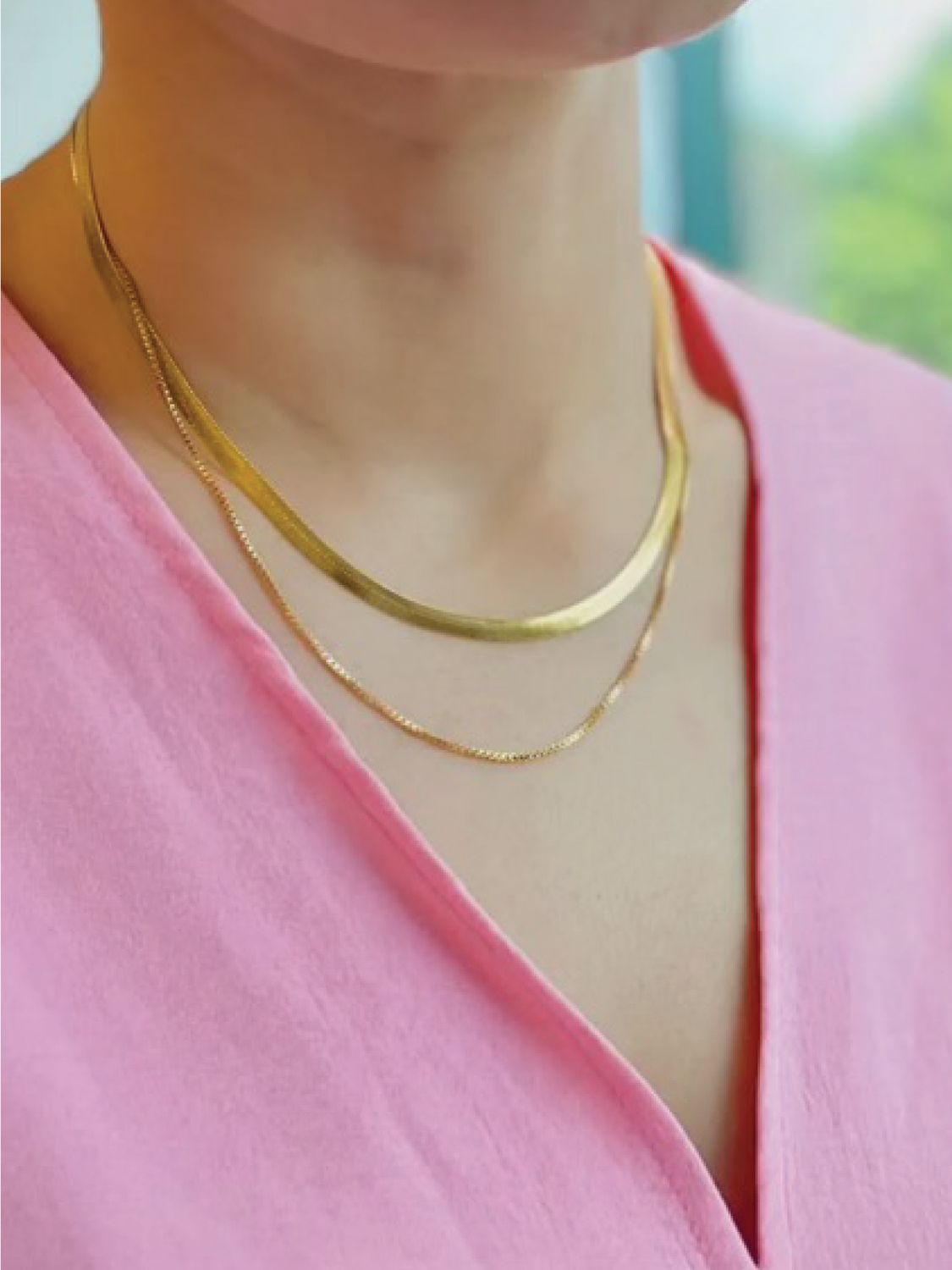 Lexi Layered Herringbone Chain Necklace