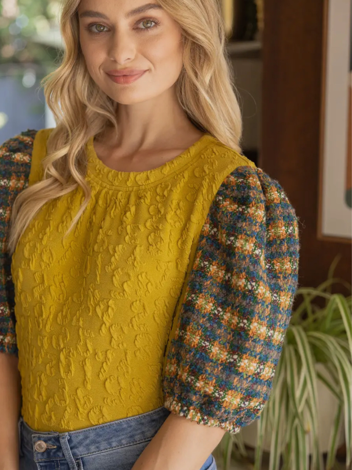 Ava Tweed Puff Sleeve