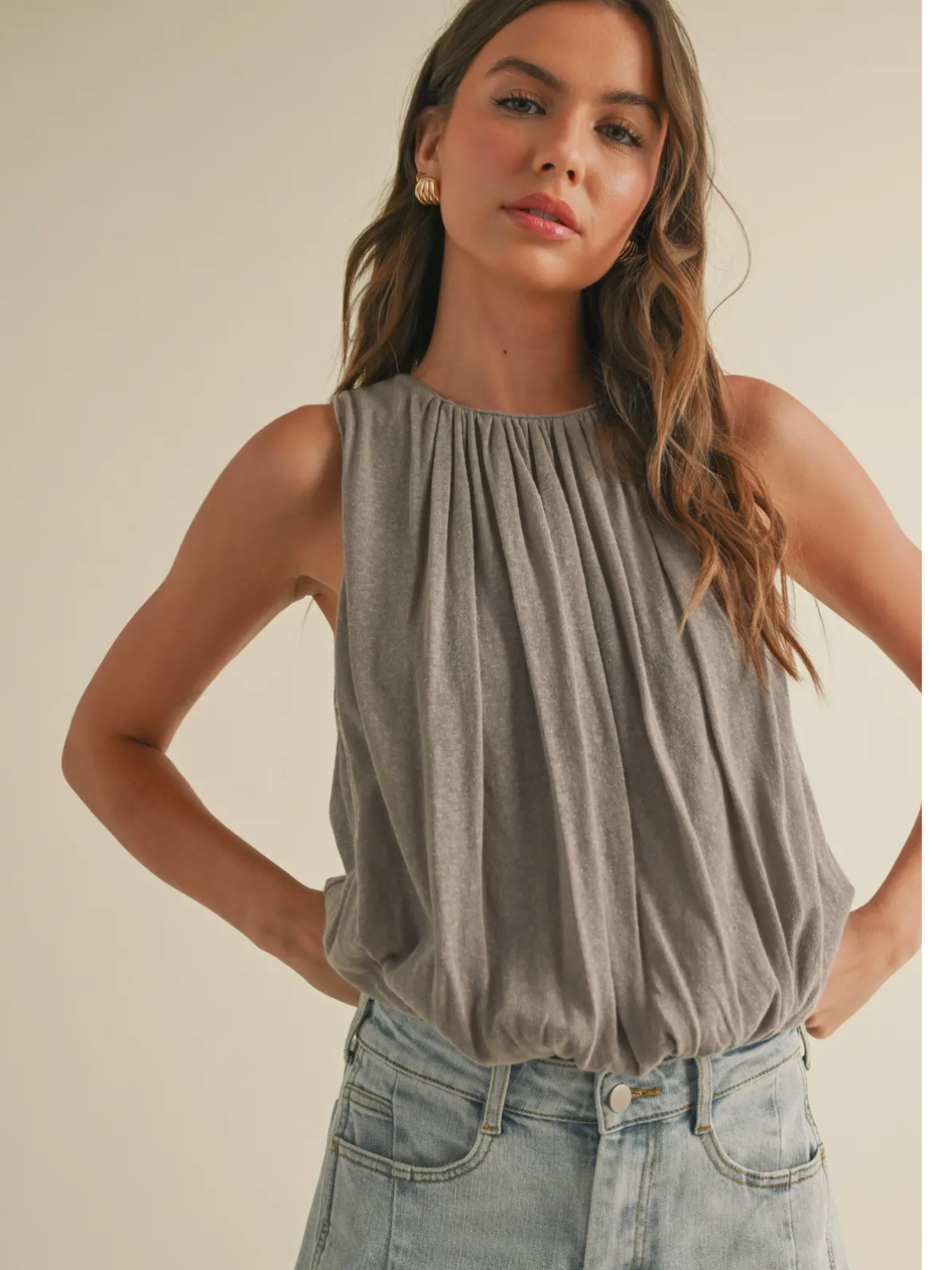 Torri Linen Bubble Top