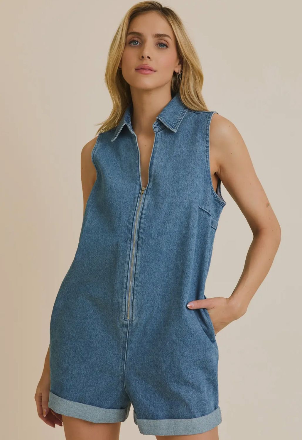 Beth Denim Romper