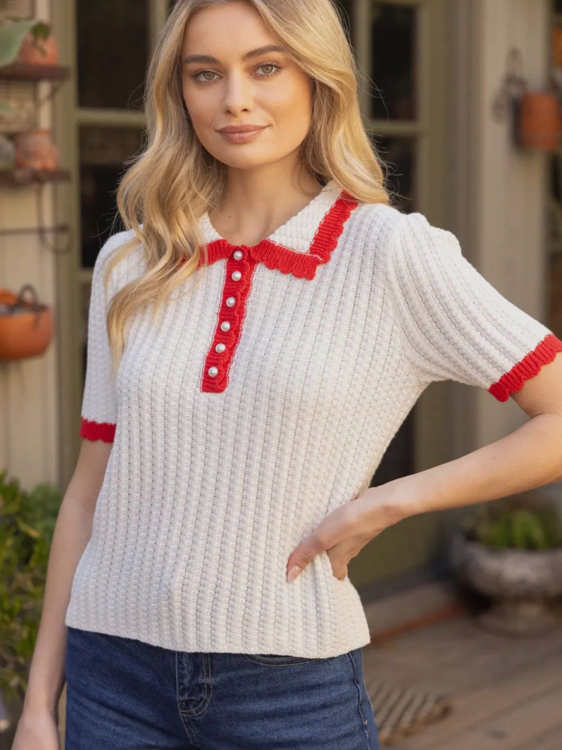 Miss Pearl Scallop Top