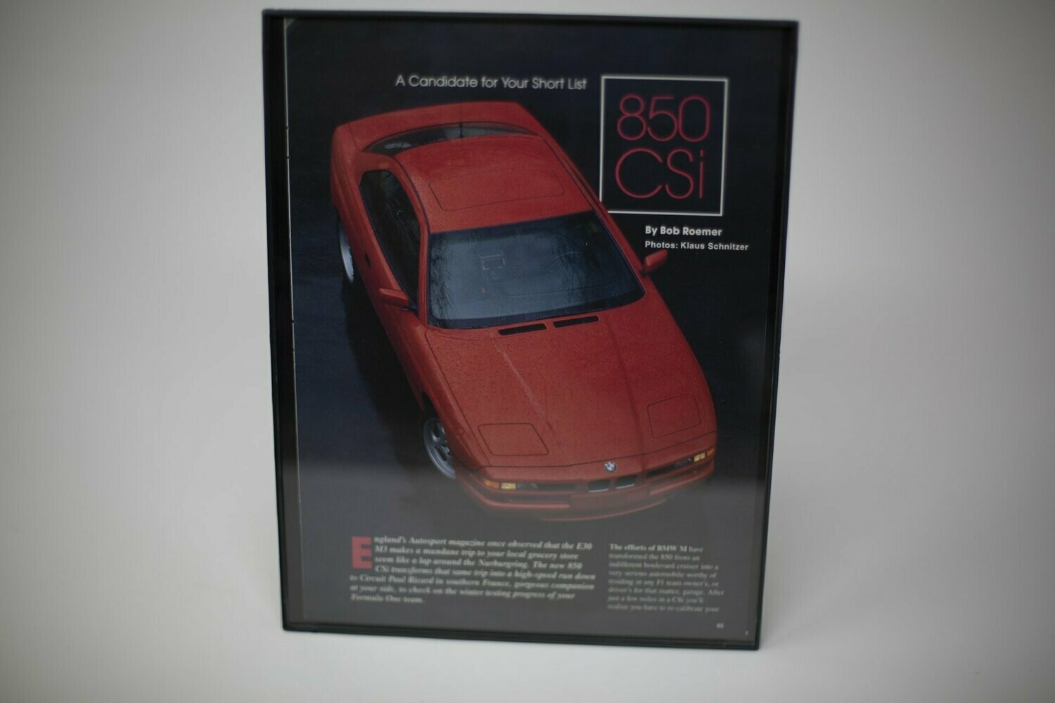 BMW 850CSi - Short List.