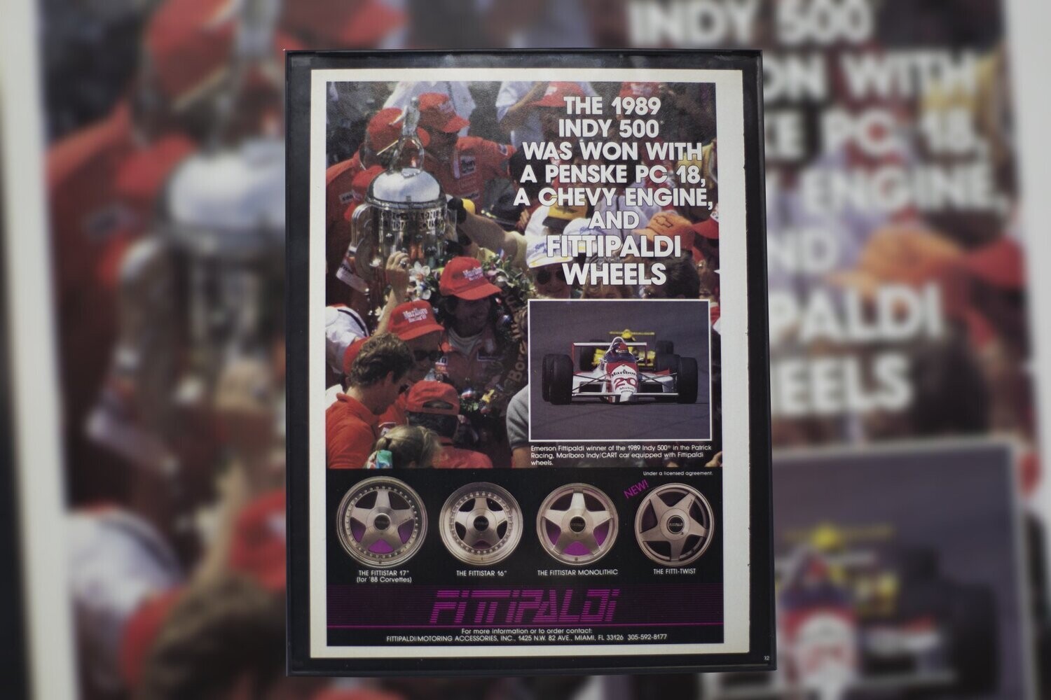 1989 Indy 500 - Marlboro / Fittapaldi | Type Schrift.