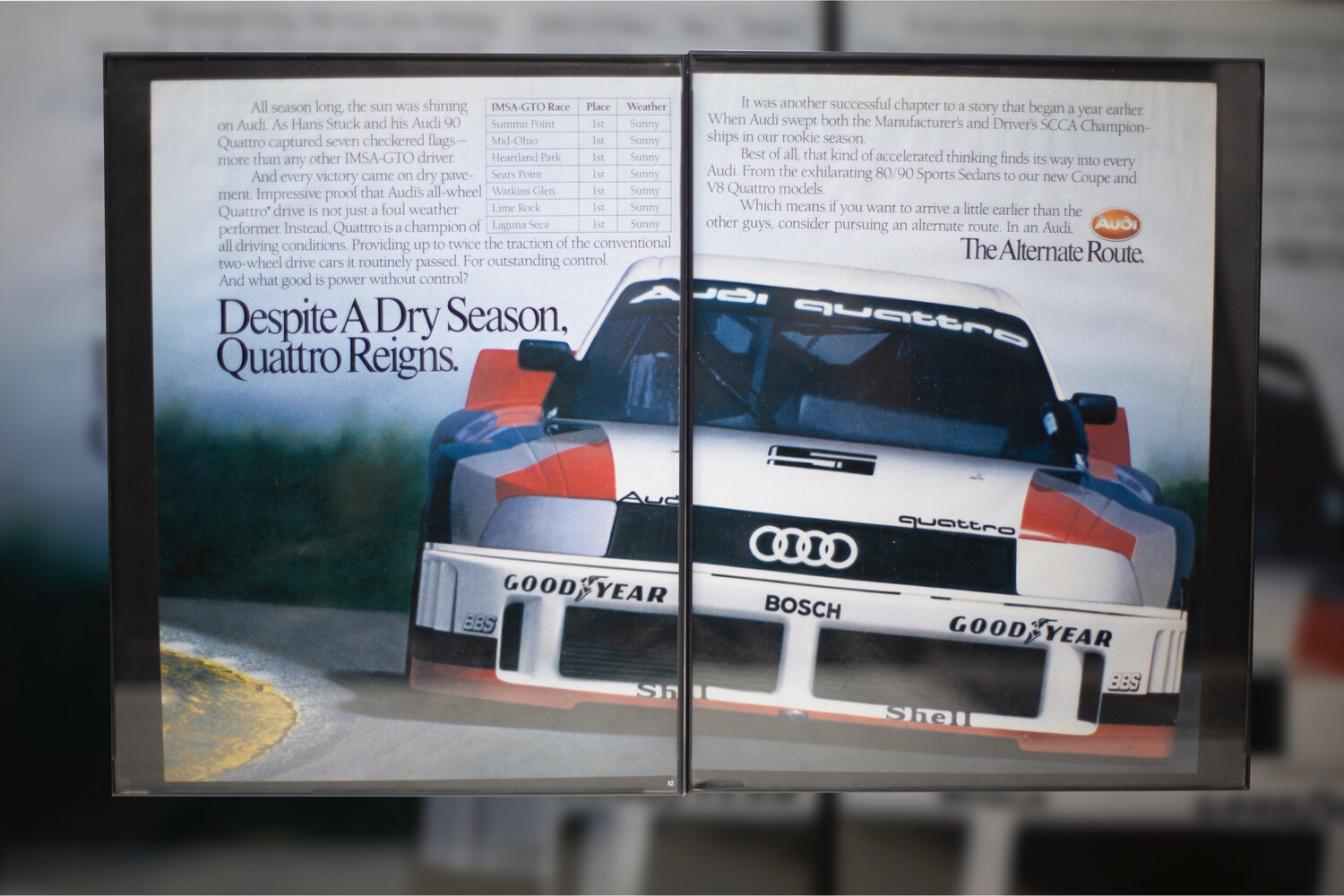 Audi 90 - IMSA - Quattro Reigns.| Type Schrift