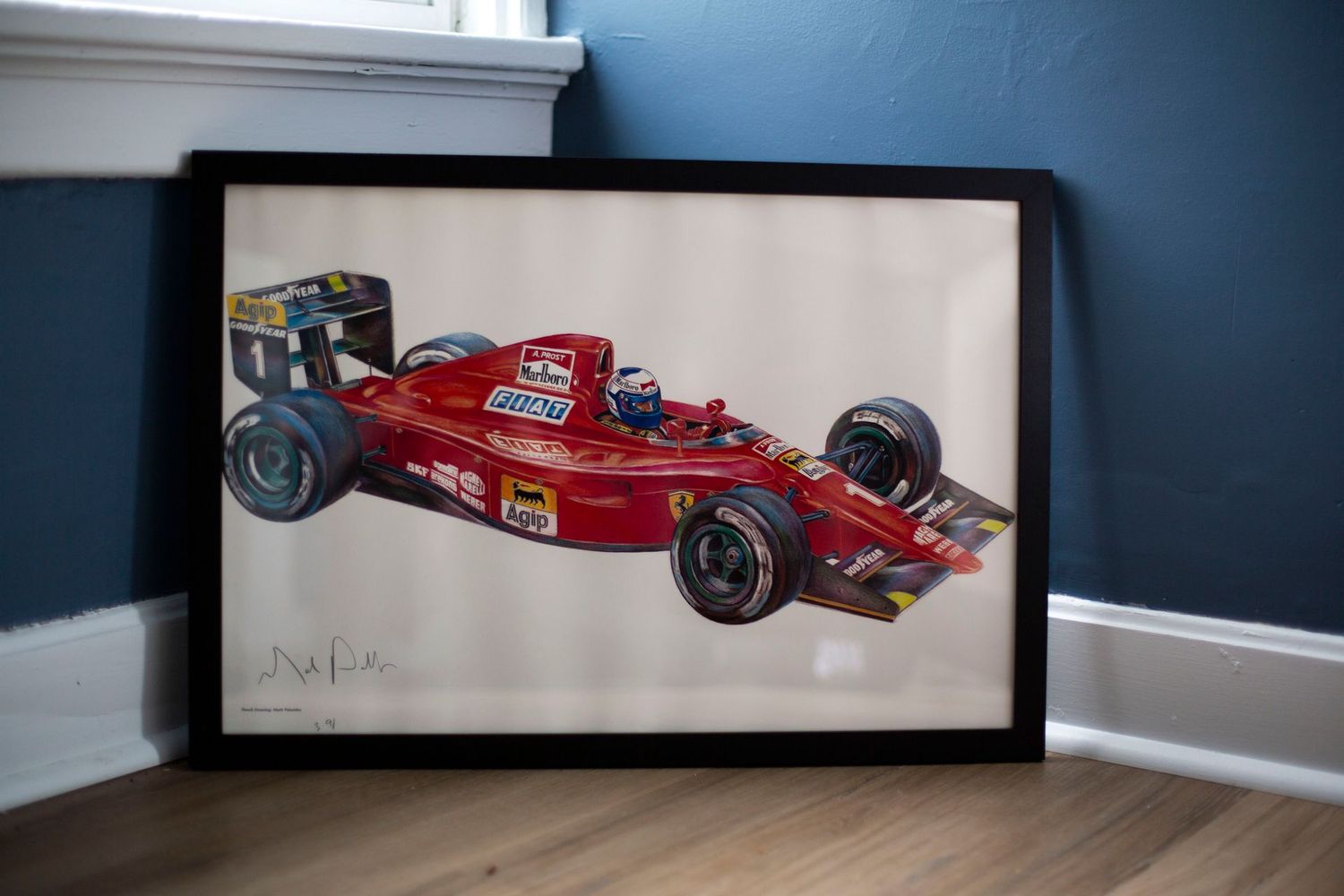Ferrari F1 - Alain Prost F1-90 - Signed - 17x25 | Type Schrift
